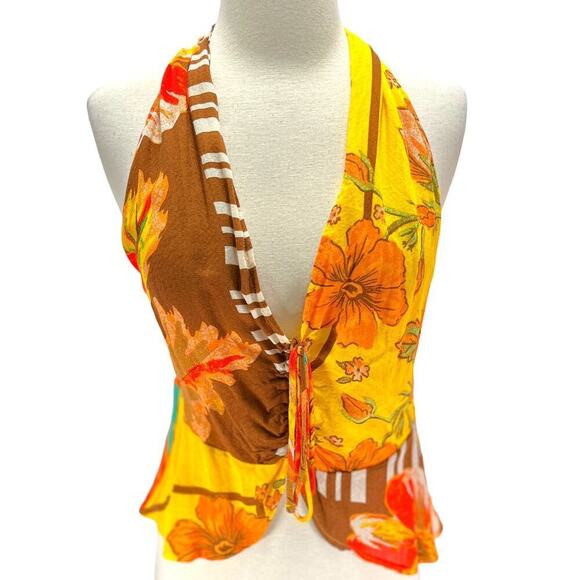 Free People Women's Size Small Mango Combo Hot Tropic Halter-Neck NEW - Picture 3 of 9